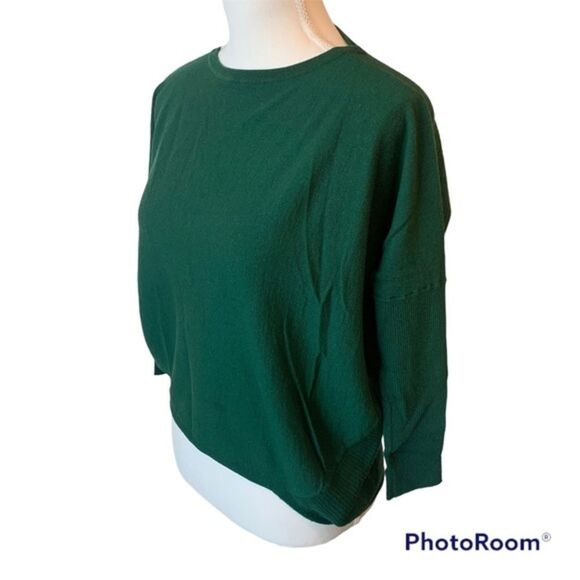 Lafayette 148 100% Wool Batwing Sleeve Classic Green Pullover Sweater - Picture 2 of 10
